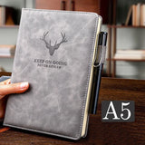 A5 Notebook Student Planning Efficiency Book Business Office Work Conference Notepad 360 Pages 100GSM Font Leather Cover