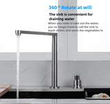 Hidden Lifting Folding Kitchen Faucet 304 Stainless Steel Sink Faucet Hot and Cold Mixed Water Separate Sink Tap Dual Holes