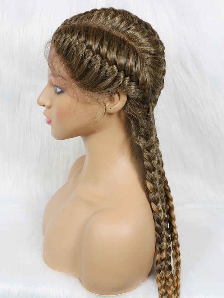 KIMA New Arrival 26 Inches Braided Wigs Synthetic Lace Front Hair Wig With Baby Hair for Black Women
