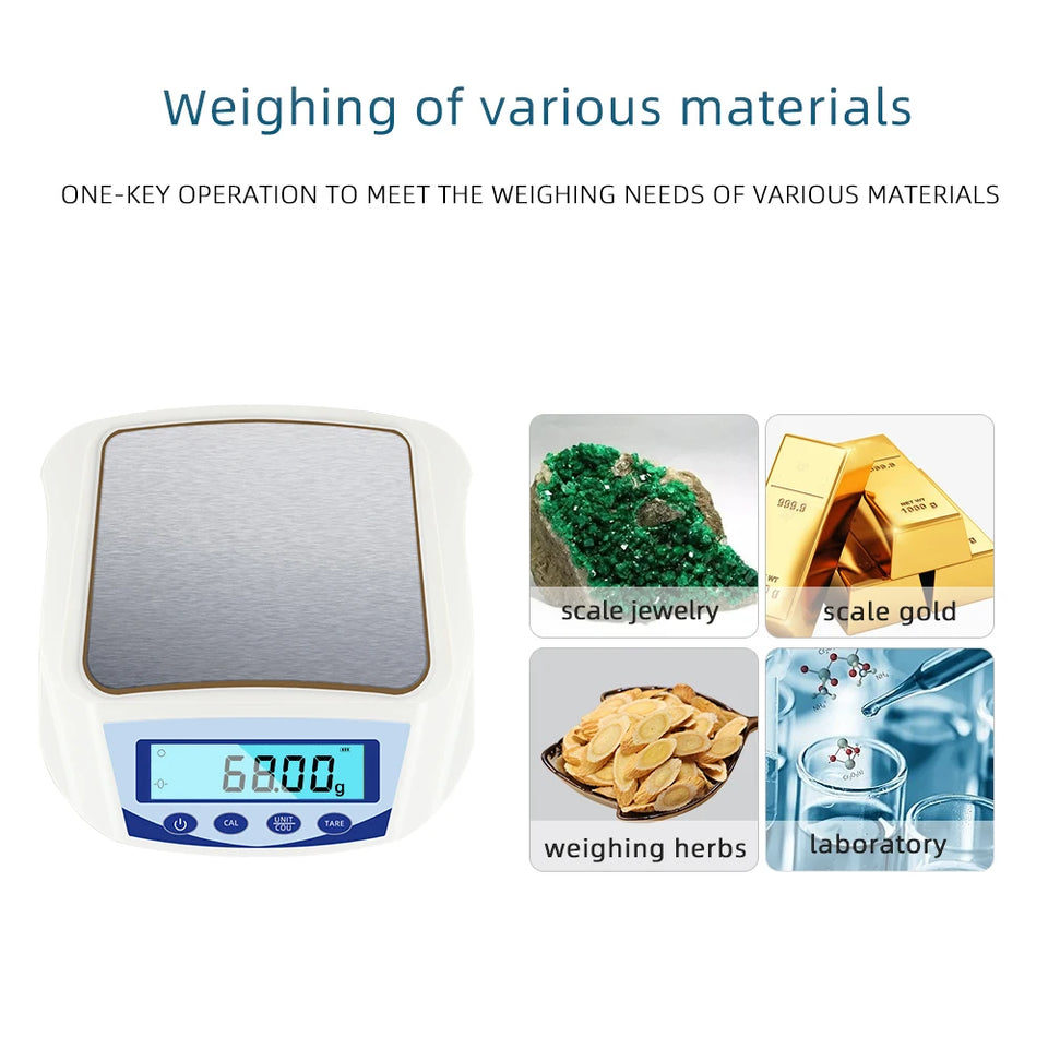 High Precision Digital Scale 1000g x 0.01g Digital Jewelry Scale Kitchen Laboratory Balance Electronic Weighing Balance Scale