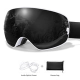 Winter Outdoor SKI Goggles Men And Women Teen, Free Optical Frame and Bag, UV400 Anti-Fog Snowboard Eyewear, Charistmas Gifts
