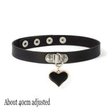 Woman Black Punk Choker Collar Necklace Sexy PU Leather Heart Lock Key Spike Chocker Gothic Cosplay Accessories Party Jewelry
