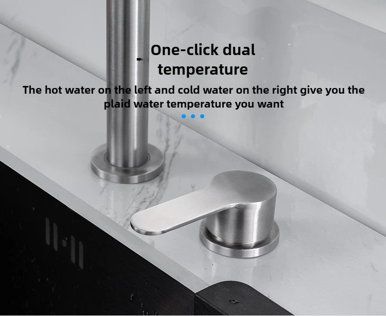 Hidden Lifting Folding Kitchen Faucet 304 Stainless Steel Sink Faucet Hot and Cold Mixed Water Separate Sink Tap Dual Holes