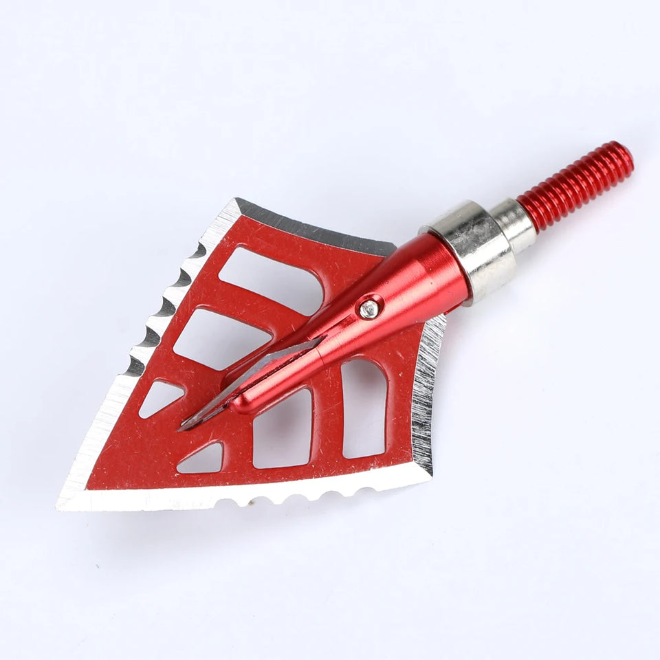6Pcs Archery Hunting Aluminum Broadheads 4-blade Arrow Heads Points Tips Shooting 100 Grain Broadheads