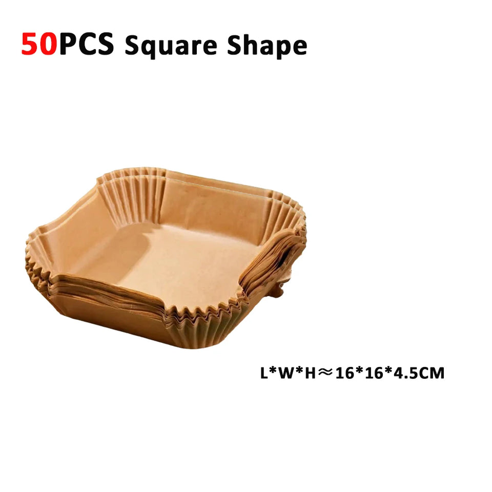 Air Fryer Paper Liners 50/100pcs Oil-Proof Isolation Paper Tray Disposable Paper Liners  For Air Fryer BBQ Baking Paper