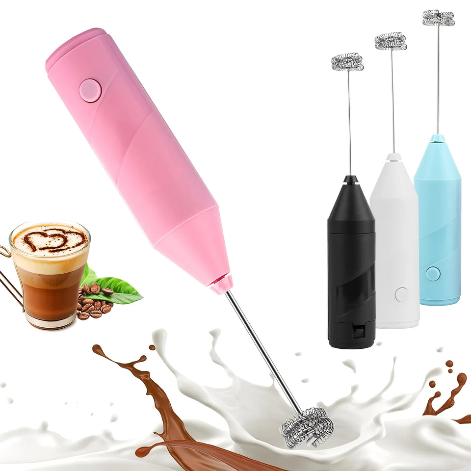 1-Pack Handheld Electric Milk Frother 4 Colors | Drink Mixer & Egg Beater for Coffee, Latte Cappuccino Portable Kitchen Gadget