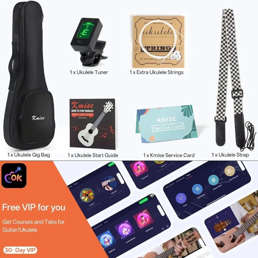Professional 23inch Concert Mahogany Ukulele for Adult Beginners with Free Online Lessons Complete Starter Kit Including Gig Ba