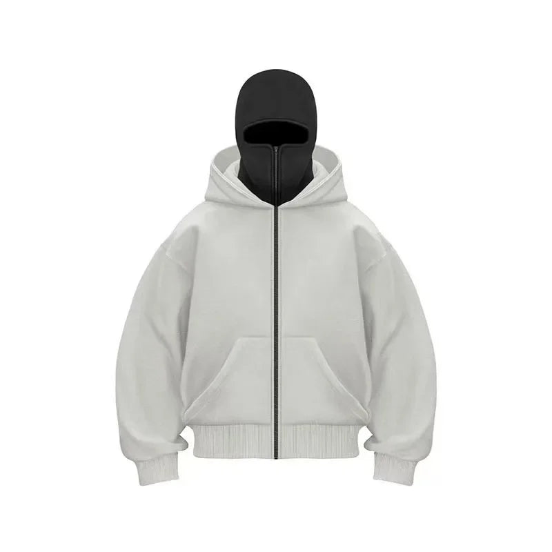 2025 Men Balaclava Y2K Gothic Harajuku Winter New Item Double Hooded Sweatshirt Autumn Men's Hooded Mask Zipper Sportswear Women