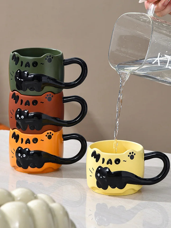Cup Cat Stacking Cup Creative Mark Cup Drinking Cup For Guests Home Set Handle Ceramic Coffee Cup