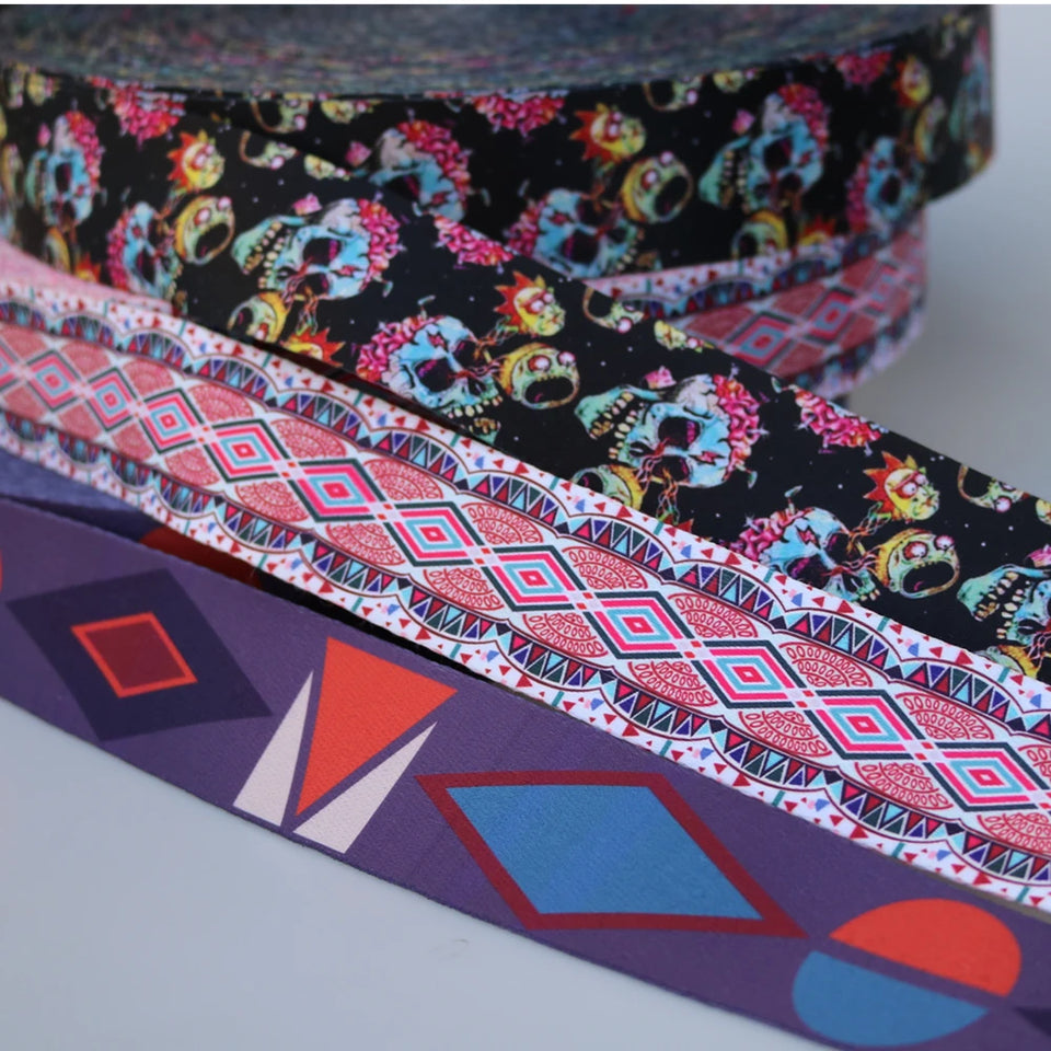 2 Yards Width 38mm Printed Webbing Ribbon Yoga Bag Straps Tape Dog Pet Collar Leash Harness Decoration Belt Sewing DIY Accessory