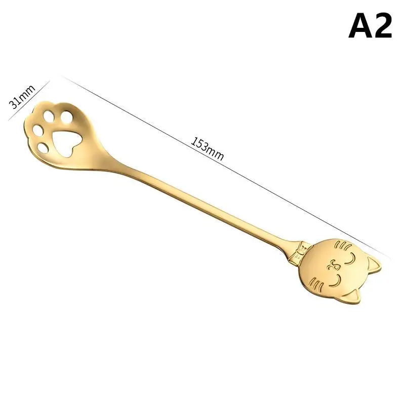 Creative Cat Claw Spoon Ice Cream Cake Dessert Teaspoon Scoops Tableware Kitchen Accessories Stainless Steel Coffee Mixing Spoon
