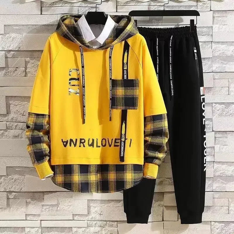 Top White Sports Suits Alphabet Pants Sets Sweatshirt Men's Clothing Plaid T Shirt Man Original Sweatpants Tracksuit Brands Xl