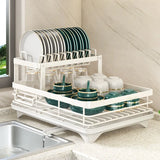 2026 Upgraded New Model - 1.5-Layer Carbon Steel Dish Rack, with Drain Tray, Commercial-Grade Tableware Storage Rack – Large Capacity, Rust-Proof, Includes Cutlery Rack and Cutting Board Rack, Suitable for Families of 4-6 P
