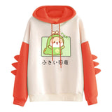 Winter Cute Dinosaur Cartoon Hoodie Women Fashion Sweatshirt Casual Print Long Sleeve Korean Style Splice Tops Kawaii Clothes