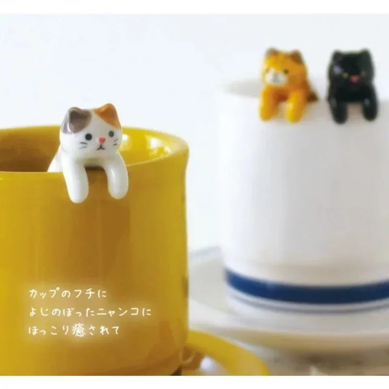 Hot SALE Kitchen Tool Novelty Gift Ceramic Cartoon Cute Cat Animal Spoon Hanging Coffee Dessert Spoon Unique Ice Cream Flatware