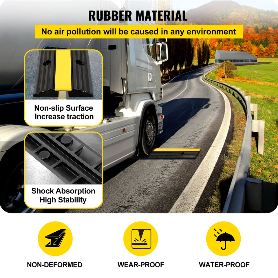 SucceBuy Modular Rubber Speed Bump 1 Channel Driveway Cable Protector Ramp Wire Cover Cord Guard for Parking Lot Warehouses Use