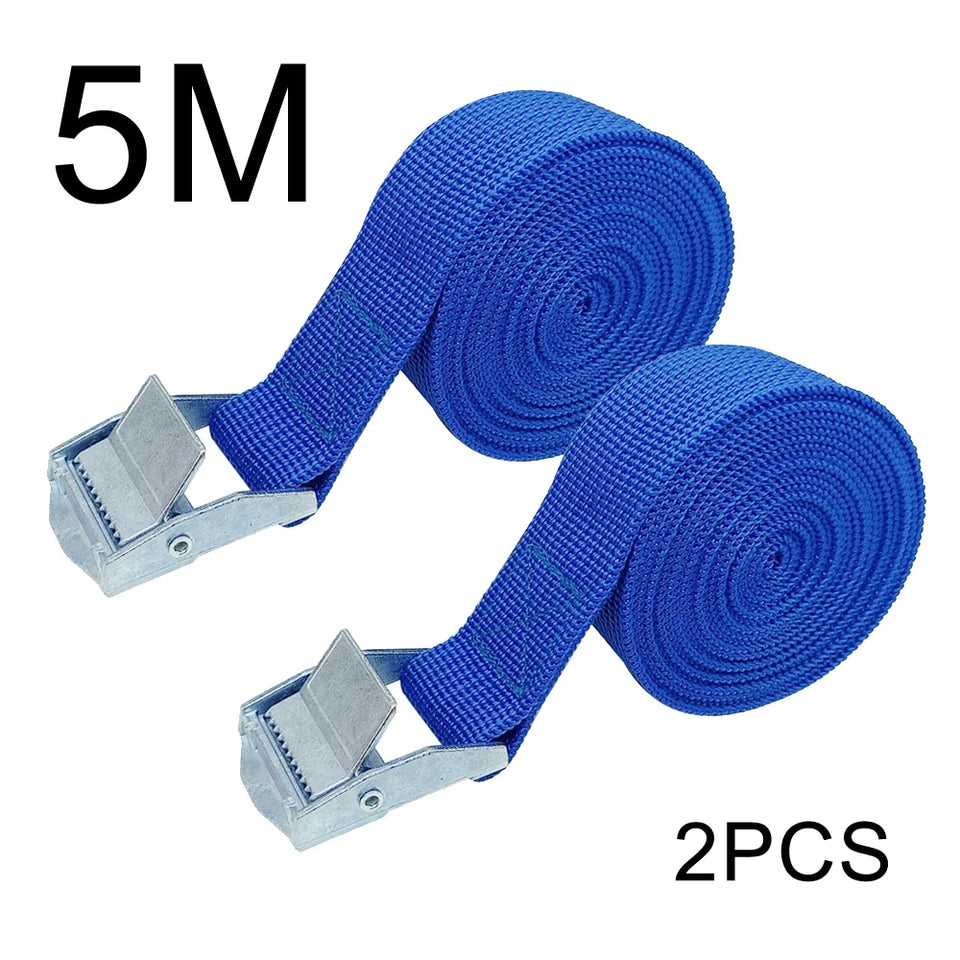 2pcs 5M Car Tension Rope Tie Down Strap Strong Ratchet Belt Car Luggage Bag Cargo Lashing Strap for Truck Motorcycle Bike Boat