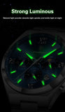 POEDAGAR Fashion Functional Man Wristwatch Luminous Week Date Business Watch For Men Stainless Steel Sports Men's Quartz Watches