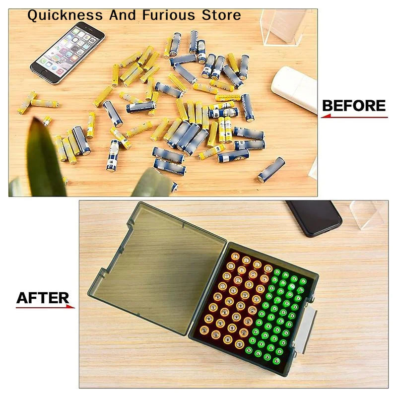 Battery Organizer Holder -Holds 72 AA AAA Batteries Battery Box Case Garage Container Home Drawer Organization Dispenser Holder