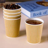 30pack Yellow Ripple Coffee Paper Cups 8oz Disposable Coffee Cups With Lids for Cold/Hot Beverages Travel Office Paper Cups