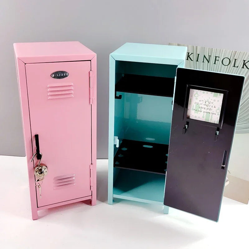 Iron Storage Box Dormitory Storage Cosmetics Paper Money Keys Bank Cards and Other Desktop Small Items Mini Locker Cabinet