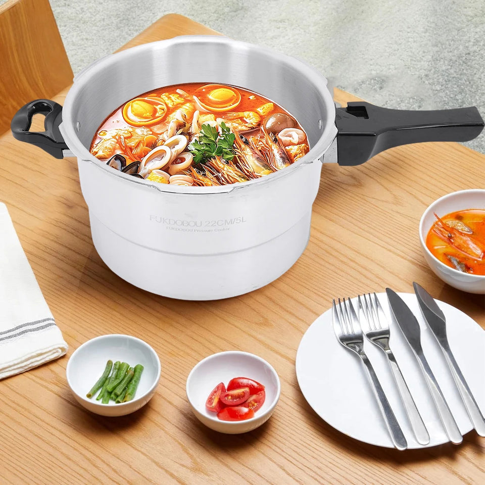 Aluminum Pressure Cooker with Steaming Plate Pressure Cooker Household Stovetop Pressure Canner for Gas and Induction Stoves