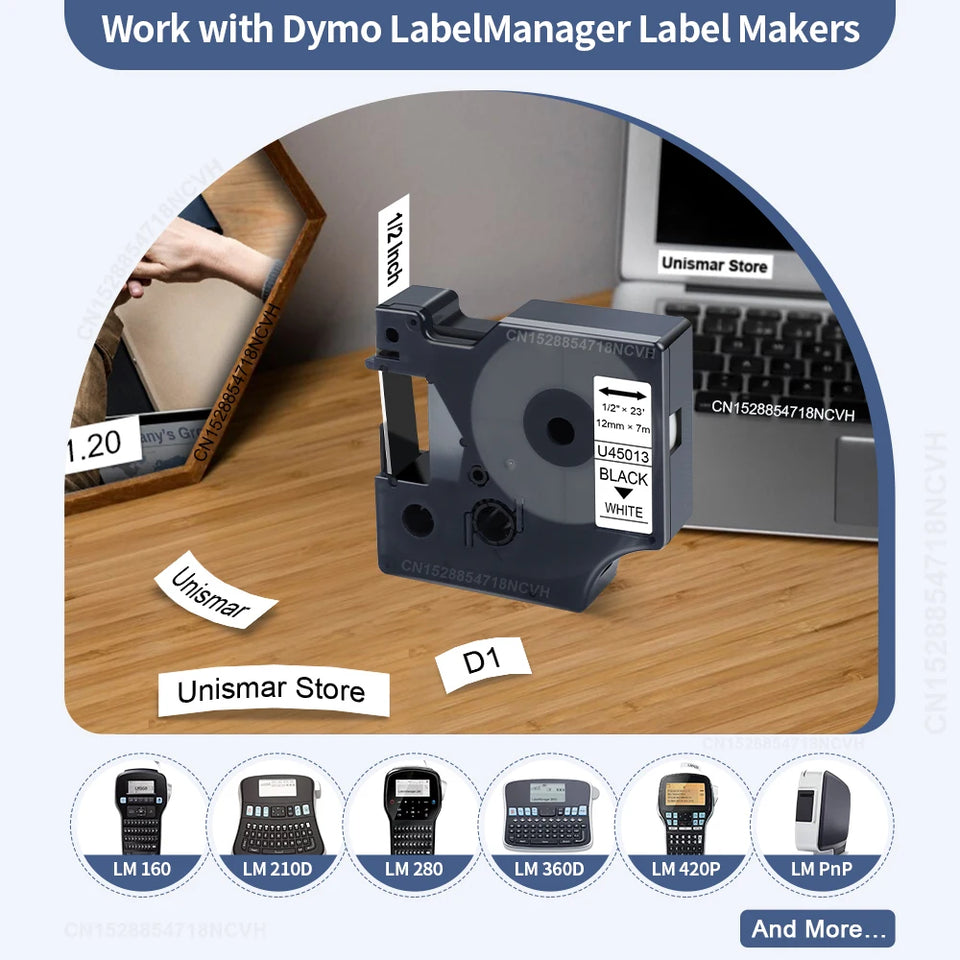 3~6PK Dymo D1 Label Tape 45013 for Dymo Label Maker Refill Black on White Compatible for DYMO LabelManager 160 280 Label Printer