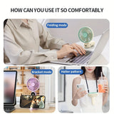 XIAOTREE Mini Portable USB Fan with 6 Speeds and Digital Display Foldable 3-in-1 Handheld Neck and Desktop Fan for Trave Outdoor