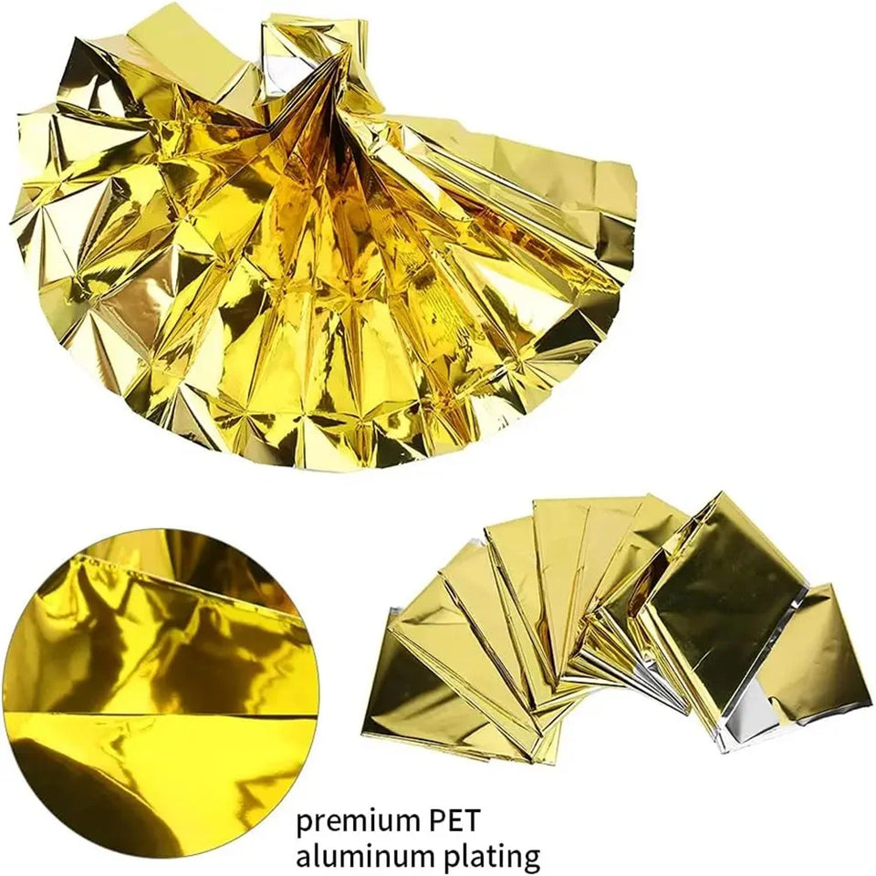 Hiking, mountain climbing, emergency blankets, camping, survival equipment, gold and silver double-sided insulation, sun protect