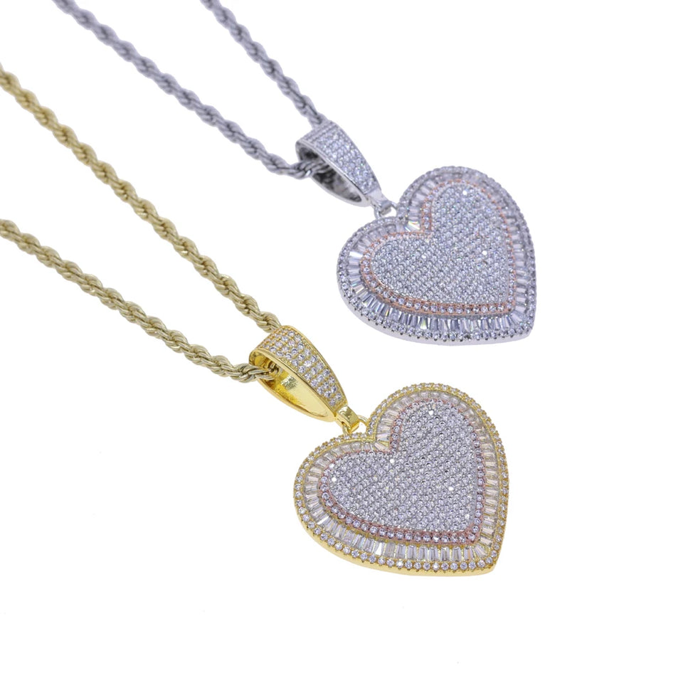 2026 New Arrivals Shiny Heart Shaped Pendant Necklace Micro Pave Bling Cubic Zirconia For Women Fashion Valentine's Day Gift