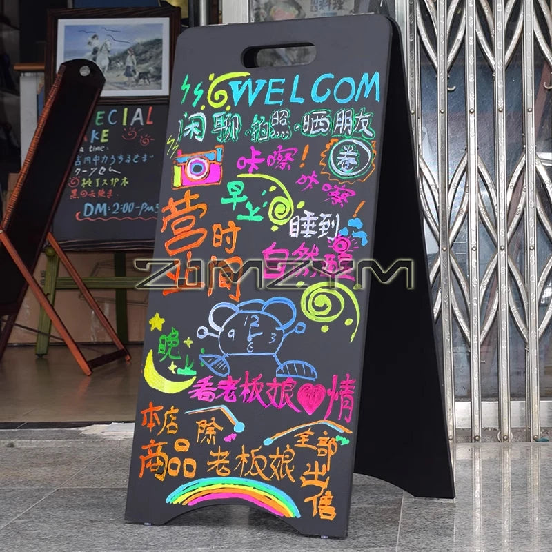 1Pcs Double-sided Blackboard Floor Standing Store Commercial Advertising Billboard Bar Coffee Shop Movable Display Board