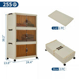 3/4/5-Tier Foldable Storage Cabinet with Lids & Wheels, Stackable Plastic Organizer for Closet, Bedroom, Office & Kitchen
