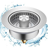 3 in 1 Kitchen Sink Drain Strainer,Universal Stainless Steel Kitchen Sink Stopper, Pop Up Anti-Clogging for 3-1/2 Inch US Standa