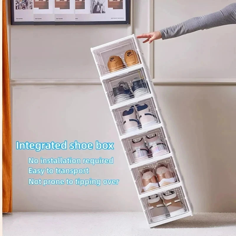 Home Household Home Closet Shoe Cabinet Use 3 Layers Foldable Transparent Stackable Dustproof Box