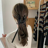 Fashion Black Bow Ribbon Hair Claw Clips Women Temperament Elegant Hairpin Princess Headdress Grab Clip Girls Hair Accessories