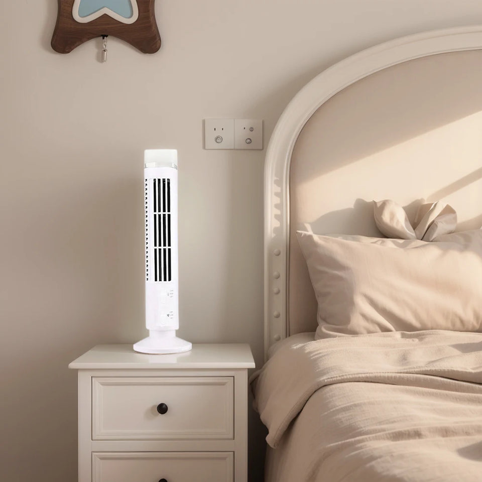 LED Tower Fan Bladeless Tower Fan 90 Degree Oscillating Quiet Portable USB Electric Desk Fan with Light for Home Bedroom Office