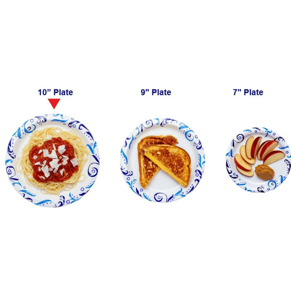 Everyday Disposable Paper Plates 10 Inch 150 Count Strong Soak Proof Microwave Safe Round Plates Ideal Parties and Gatherings