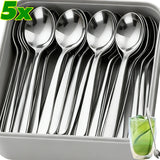 1/5PCS Round Head Soup Spoon Stainless Steel Long Handle Stirring Spoon Portable Dessert Coffee Scoop Home Kitchen Tableware