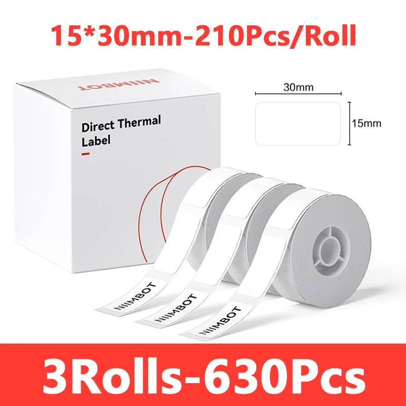 Niimbot 1/3/6 Rolls White Label Waterproof Adhesive Sticker Anti-Oil Paper For B1 B21 Mini Portable Thermal Printer Label Maker