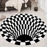 1pc Modern 3D Illusion Checkered Round Area Rug Washable NonSlip Floor Mat for Entryway and Bedroom Living Room Coffee Table Rug