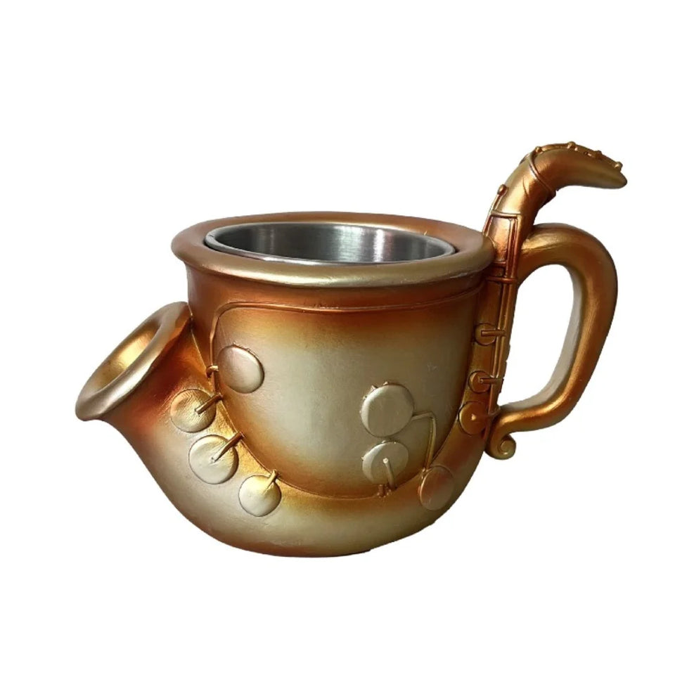 Stainless Steel Musical Instrument Coffee Mug Ornament Durable Guitar Style Water Cup Easy To Clean Comfortable Handle