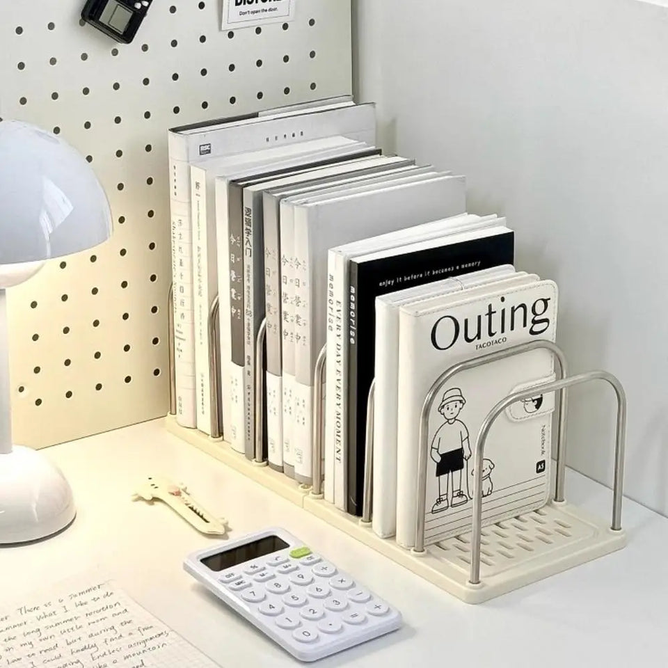 Desktop Bookshelf Book Magazine Storage Rack Desk Organizer Detachable Vertical Divided Books Holder School Office Supplies