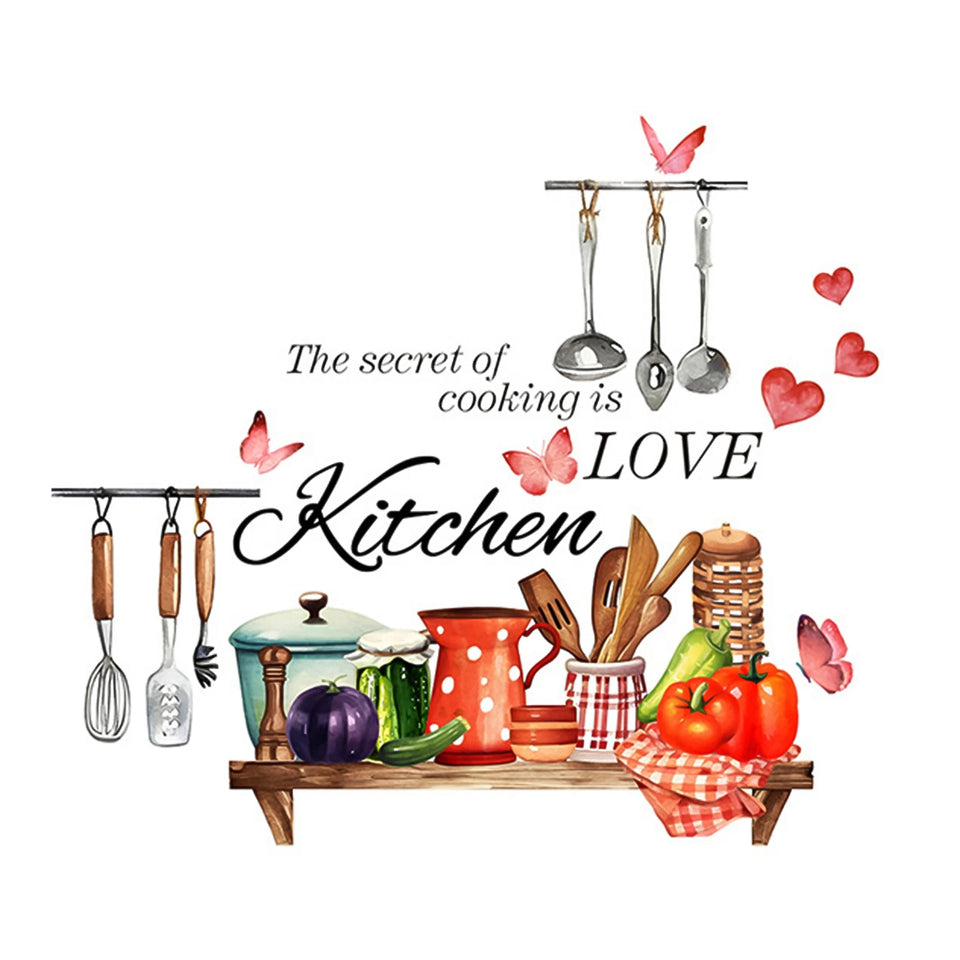 Restaurant Title Kitchen Wall Stickers Fun Design Cook Utensils Home Decoration Restaurant Description Features