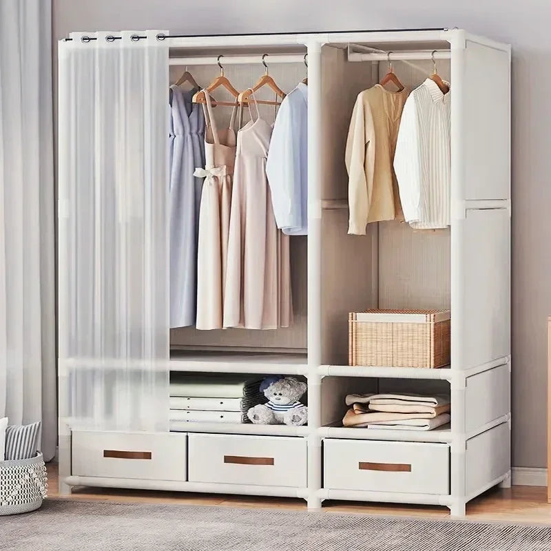 Large Capacity Portable Wardrobe Closet Durable Sturdy Assembly Clothes Organizer Bedroom Dustproof Storage Solution