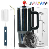 WATERSY 30oz/40oz Stainless Steel Thermal Cup Large Capacity Tumbler with Handle & Straw Insulated Mug Travel for Coffee