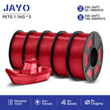 JAYO filaments petg 5Rolls Mixed colors 3D Printer Filament 1.75mm 100% No Bubble FDM 3D Printer Materials DIY Gift 1.1KG/1rolls