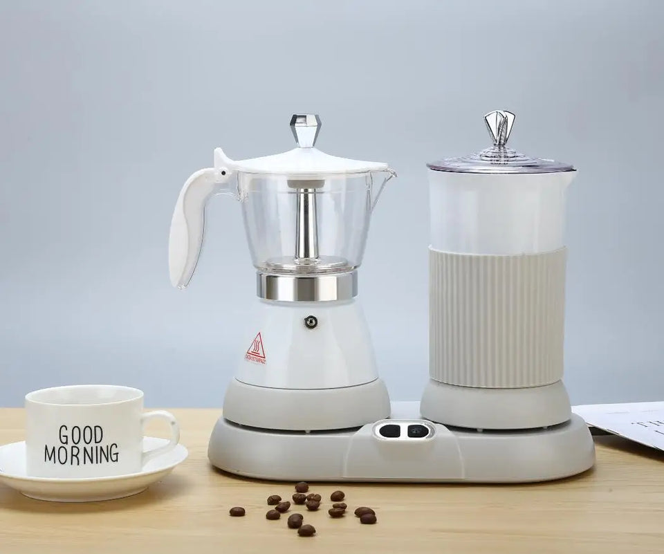4 Cups Electric Coffee Machine Home Auto Milk Frothing All-In-One Machine Slow Extraction Italian Moka Pot Multifunction 400W