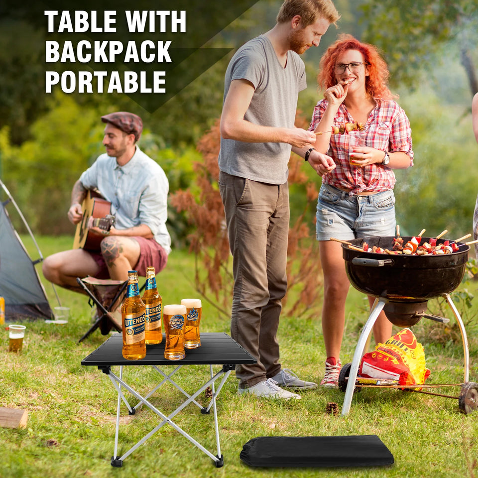 BRIEFNESS Portable Folding Table for Outdoor Picnic Camping Compact Lightweight Aluminum Alloy Garden Patio Table with Carry Bag
