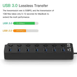 USB Hub 3.0 Multiprise USB High Speed Splitter 4/7 Port 5Gbps Hub Power Adapter with Switch Long Cable with Multiple Expander