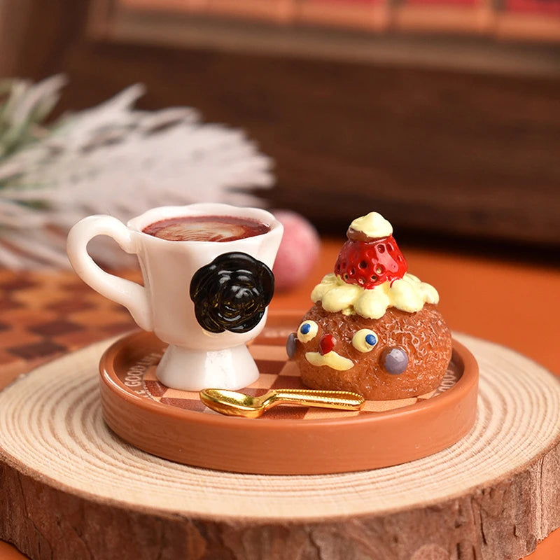 3pcs/set Miniature Dollhouse Rose Coffee Cup Drinks Kitchen Food For Doll Accessories Girl Toy